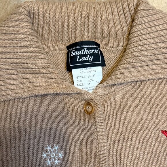 Vintage 90s Southern Lady Embroidered Button Front Ugly Christmas Sweater Vest - Picture 5 of 12